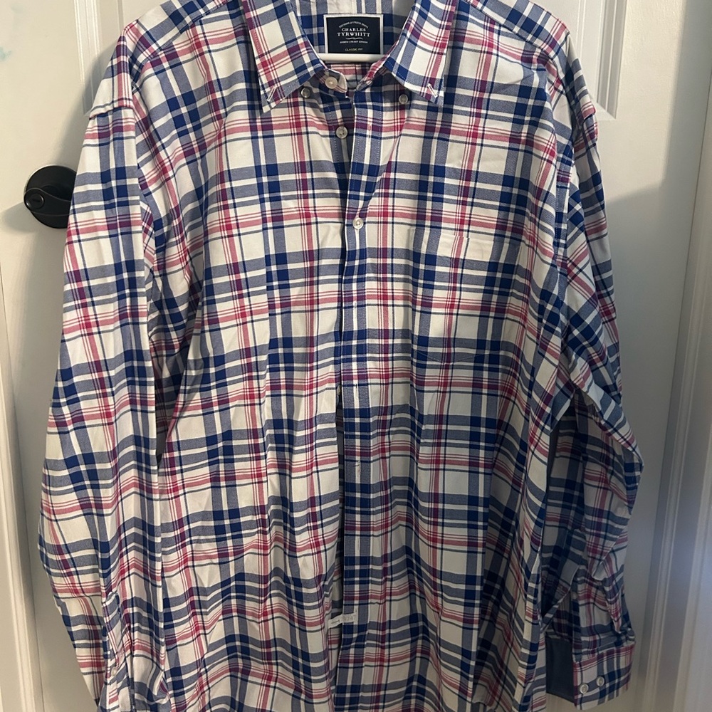 Charles Tyrwhitt Blue and Red Plaid Shirt